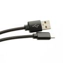 OMEGA METAL MICRO USB TO USB 1.8A 1M BLACK [44208]