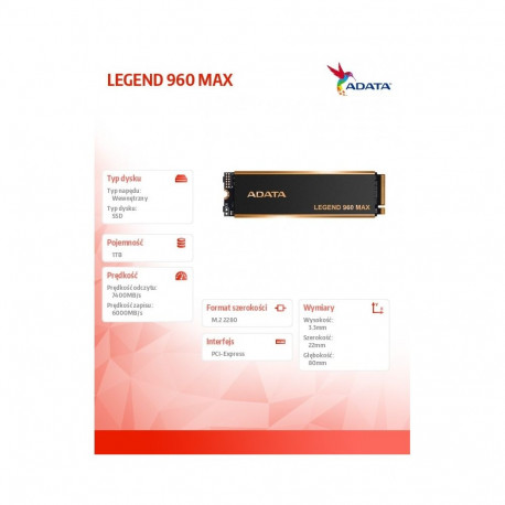 SSD drive LEGEND 960 MAX 1TB PCIe 4x4 7.4/6 GB/s M2