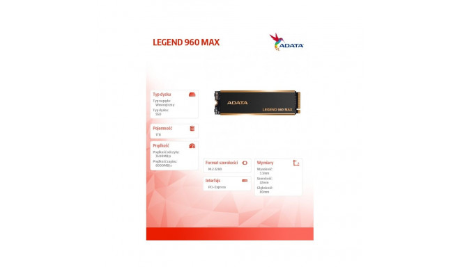 SSD drive LEGEND 960 MAX 1TB PCIe 4x4 7.4/6 GB/s M2