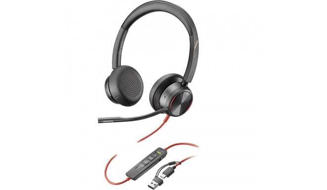 HP Poly Blackwire 8225 Stereo USB-C Headset +USB-C/A Adapter