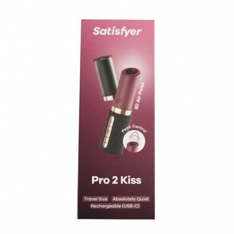 SATISFYER PRO 2 KISS VIBRADOR TRAVEL SIZE ROJO RECARGABLE 1UN