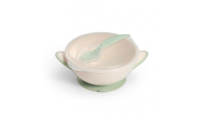 Babyono suction bowl with spoon cream green 1063/07