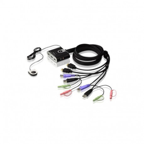 Aten 2-Port USB HDMI/Audio Cable KVM Switch with Remote Port Selector