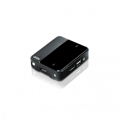 A 2-Port USB 4K DP/Audio KVM Switch is a hardware device that allows you to control