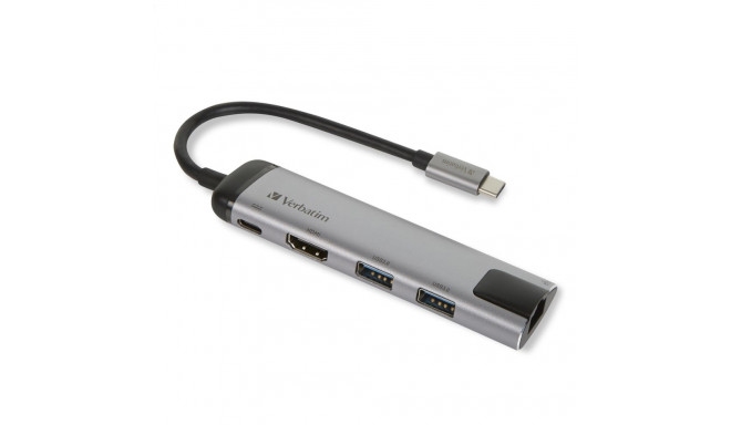 VERBATIM MULTIMEDIA ADAPTER Type-C to 2xUSB HDMI RJ45 49141