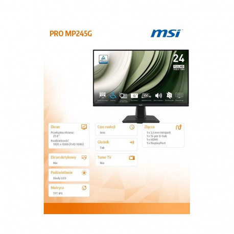 Monitor 23.8 inches PRO MP245G LED/FHD/Flat/100Hz/black