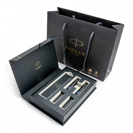 Parker Im Vibrant Rings Marine Blue rašiklių rinkinys dėžutėje su dovanų maišeliu