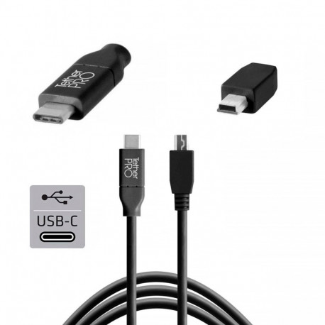 Tether Tools USB-C zu 2.0 Mini B 5-Pin 4.60m black