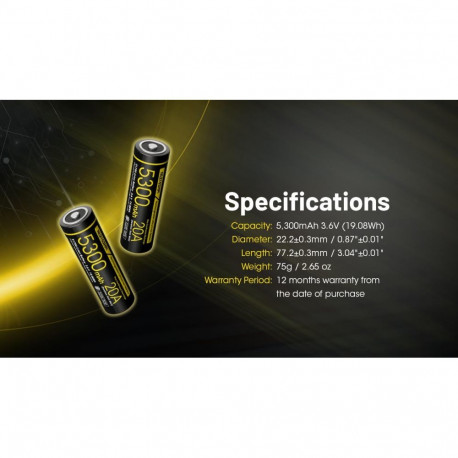 BATTERY RECH. LI-ION 3.6V/NL2153HPI(5300MAH) NITECORE