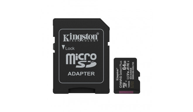 KINGSTON 64GB microSDXC Canvas Select Plus Gen3 100MB/s A1 Card + Adapter
