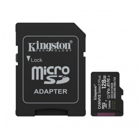 KINGSTON 128GB microSDXC Canvas Select Plus Gen3 150MB/s A1 Card + Adapter