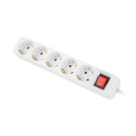 POWER STRIP LANBERG 1.5M 5X SCHUKO OUTLETS WITH SWITCH QUALITY-GRADE COPPER CABLE WHITE