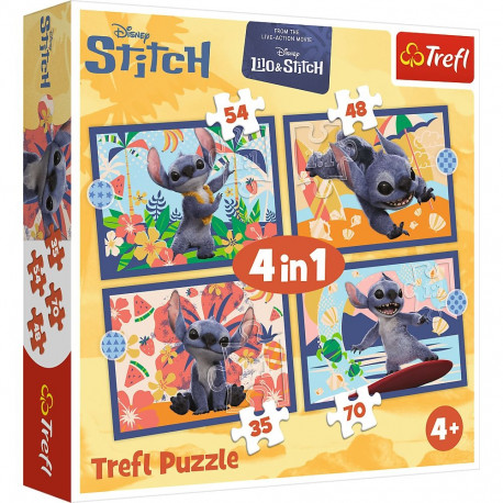 TREFL DISNEY STITCH Puzzle Set 4 in 1 Holidays in Hawaii