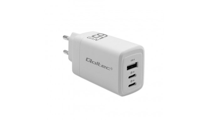 Qoltec 65W GaN seinalaadija valge