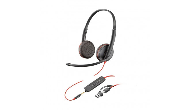 Poly Blackwire 3225 Stereo USB-C Headset +3.5mm Plug +USB-C/A Adapter (Bulk)