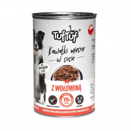 TUF TUF lihased tükid veiselihaga märg koeratoit 1250g