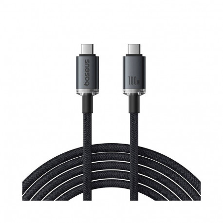 USB-kaabel USB-C otsik  USB-C otsik, 1.5m, 100W, 20Gbps, USB 3.2, must, vastupidav, Baseus