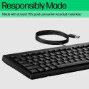 HP 125 G2 USB Wired Keyboard, Sanitizable, Copilot Key - Black - US ENG