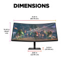 HP OMEN 34c WQHD Curved Gaming Monitor - 34" 3440 x 1440 WQHD 400-nit 165Hz AG, VA, 2x HDMI/DisplayP