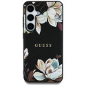 Case Guess Grained Printed Flower Pattern MagSafe for Samsung Galaxy S25 black