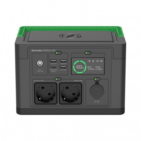 APC OffGrid kaasaskantav akujaam 330, 230V, 332Wh liitiumioon, LCD, 2 CEE 7/3 Schuko pistikupesa, si