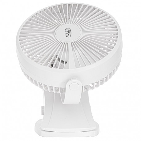 Adler lauaventilaator AD 7342 laetav klambriga 5W läbimõõt 15.5cm 3 kiirust ostsillatsioon, valge