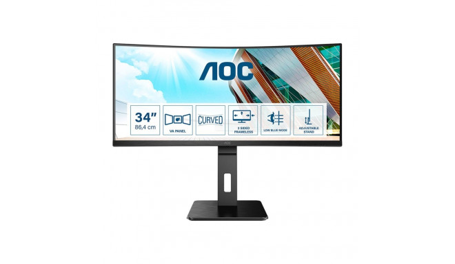 AOC CU34P2A 34inch 3440x1440 VA Curved H/A 150MM 100hz FreeSync Premium ULTRAWIDE USB HUB SPEAKERS D