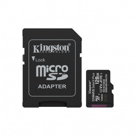 Kingston Technology 128GB microSDXC Canvas Select Plus Gen3 150MB/s A1 kaart + adapter