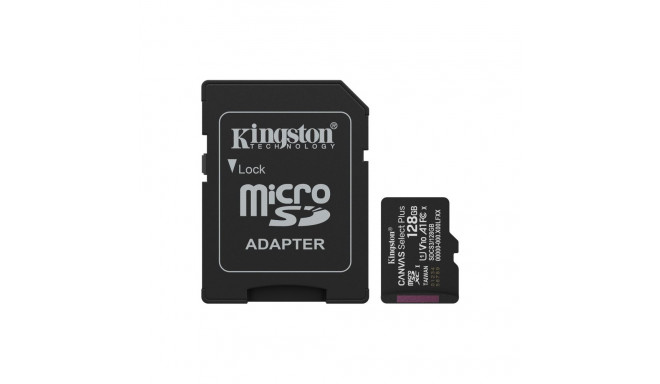 Kingston Technology 128GB microSDXC Canvas Select Plus Gen3 150MB/s A1 kaart + adapter