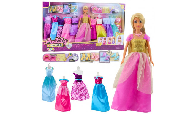 Duży Zestaw Modowy Kolekcja Anlily Lalka Sukienki Akcesoria 24el.