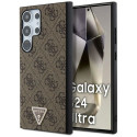 Guess GUHCS24LPGS4TDW S24 Ultra S928 pruun kõvakorpus Grip Stand 4G kolmnurkne strass