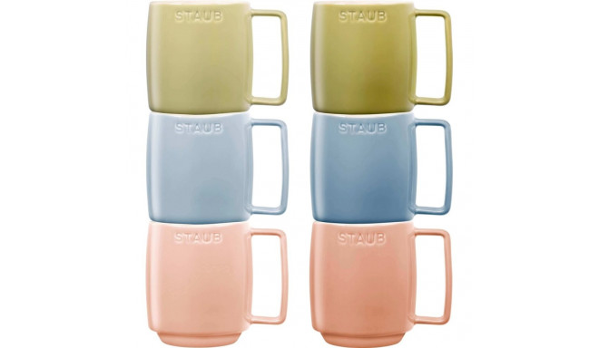 Set of 6 Ceramic Mugs - Multicolor, 350 ml
