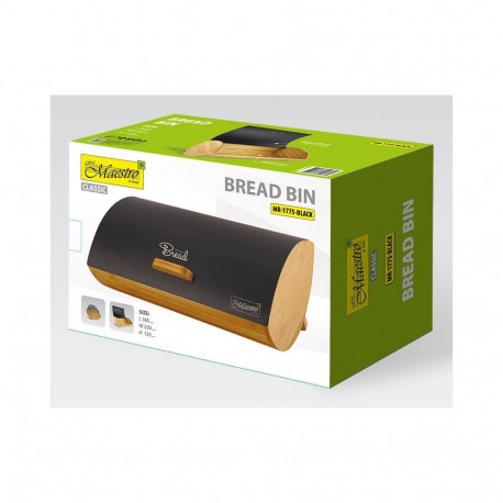 Maestro MR-1775-BLACK leivakast must, puit bambus, metall
