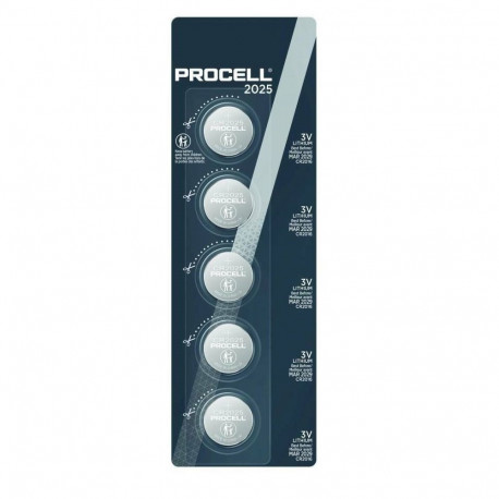Battery - Procell CR2025 Lithium 3V Coin Cell 5 Pack