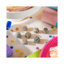 Dice Set - Confetti Q-WORKSHOP Happy Birthday 7 Dice Plastic Gray Gold