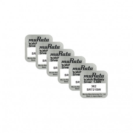 Battery - Murata 362 (SR721SW) Silver Oxide 1.55V 6-Pack