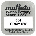 Battery - Murata 364 (SR621SW) Silver Oxide 1.55V 10 Pack