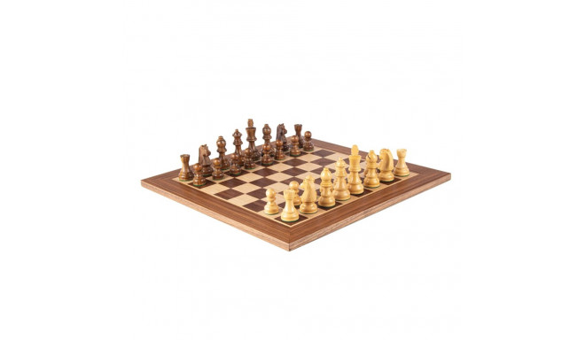 Chess Set - Manopoulos Walnut Oak 40x40cm Staunton Weighted Pieces