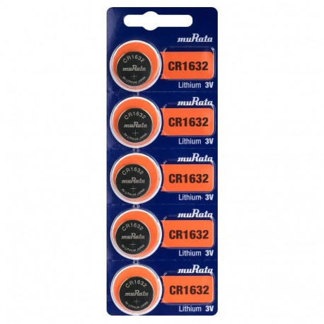 Battery - Murata CR1632 3V Lithium Coin Battery 5 Pack