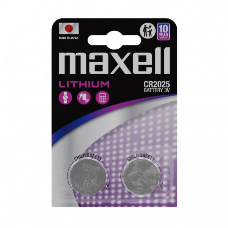 Battery - Maxell CR2025 3V Lithium Coin Cell 2 pcs