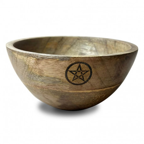 Incense Ritual Bowl - Ancient Wisdom Pentagram Wooden 14 × 7 cm