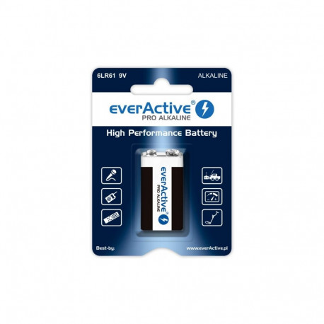 Battery - EverActive 6LR61 Pro 9V Alkaline 4 Pcs