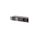 Lanberg Power Distribution Unit (PDU) 19&quot; 1U 10A 2m 5x Schuko Outlets Black C14
