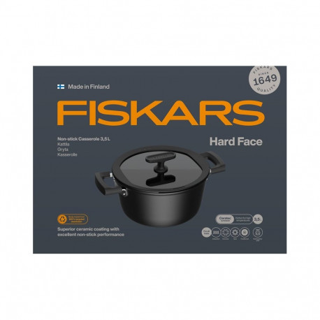 Ceramic pot with non-stick coating FISKARS HARD FACE, with lid, 3.5 l