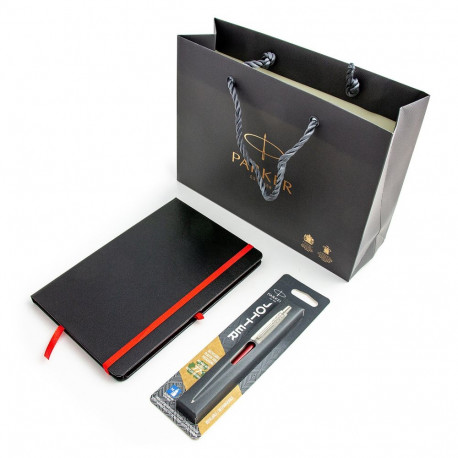 Długopis Parker Jotter Kensington Red z notatnikiem A5 i torebką prezentową