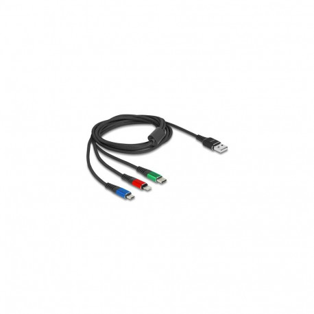DeLOCK USB Charging Cable 3 in 1 Type-A to Lightning / Micro USB / USB Type-C 30 cm 3-coloured