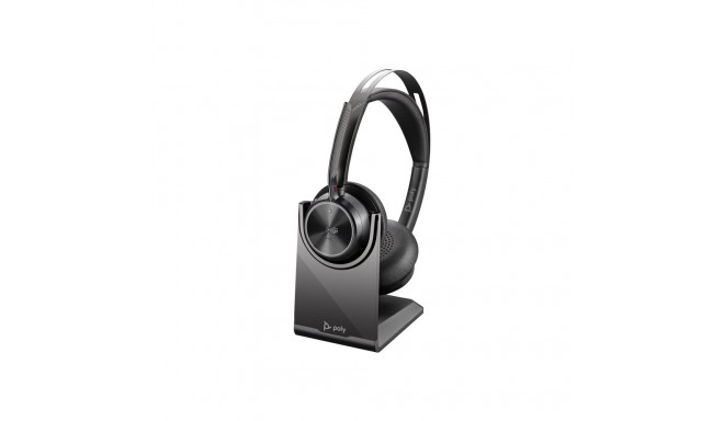 HP Poly Voyager Focus 2 Microsoft Teams Certified USB-C-C Headset +USB-C/A Adapter + Charging Stand 