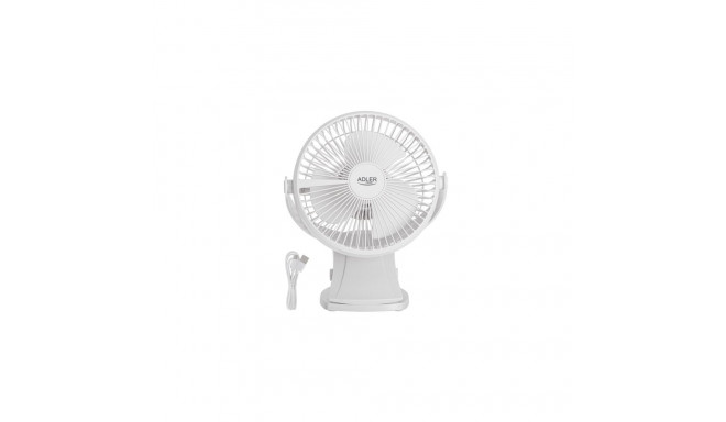 AD 7342 valge laua ventilaator klambriga akuga 15,5 cm 360° pööratav usb-c