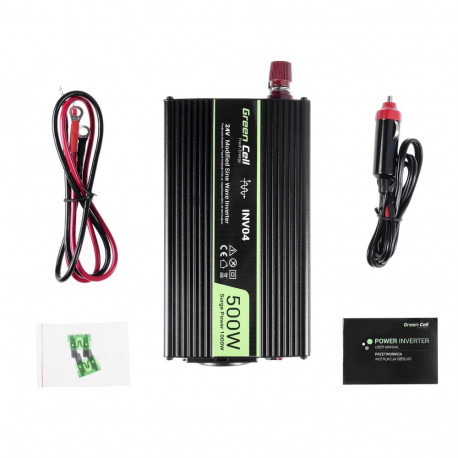 Green Cell registreeritud pingega auto inverter 24V 230V 500W/1000W