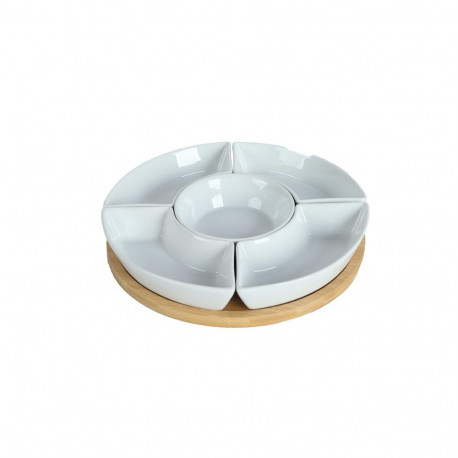 OVAL PORCELAIN BOWL BAMBOO PLATE 29CM